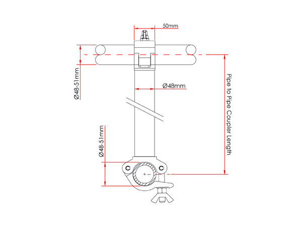 Doughty Pipe to pipe coupler 90 grader Alu  48-51mm, SWL200kg 